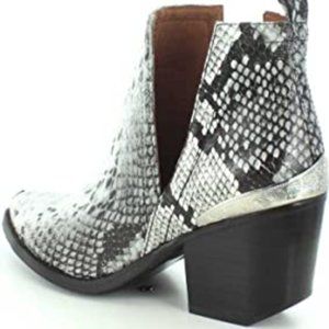 Jeffrey Campbell Cossack Booties, Black & White Snake- With box